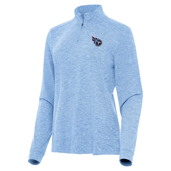 Women's Antigua Heather Light Blue Tennessee Titans Mentor Quarter-Zip Jacket
