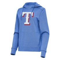 Women's Antigua Heather Light Blue Texas Rangers Justice Pullover Hoodie