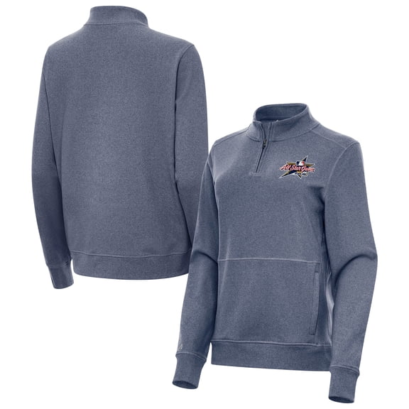Women's Antigua  Heather Navy 2025 MLB All-Star Crush Quarter-Zip Sweatshirt