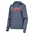 thumbnail image 1 of Women's Antigua Heather Navy Atlanta Braves Justice Pullover Hoodie, 1 of 1