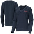 thumbnail image 1 of Women's Antigua Heather Navy Atlanta Braves Varsity Tri-Blend V-Neck Long Sleeve T-Shirt, 1 of 3