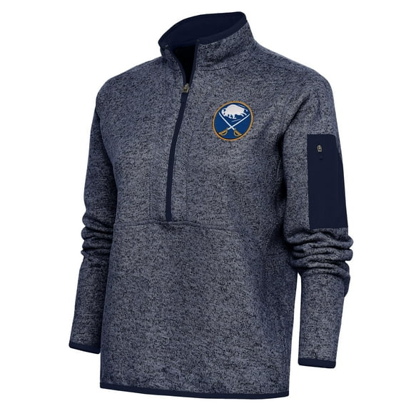 Women's Antigua Heather Navy Buffalo Sabres Team Logo Fortune Quarter-Zip Jacket