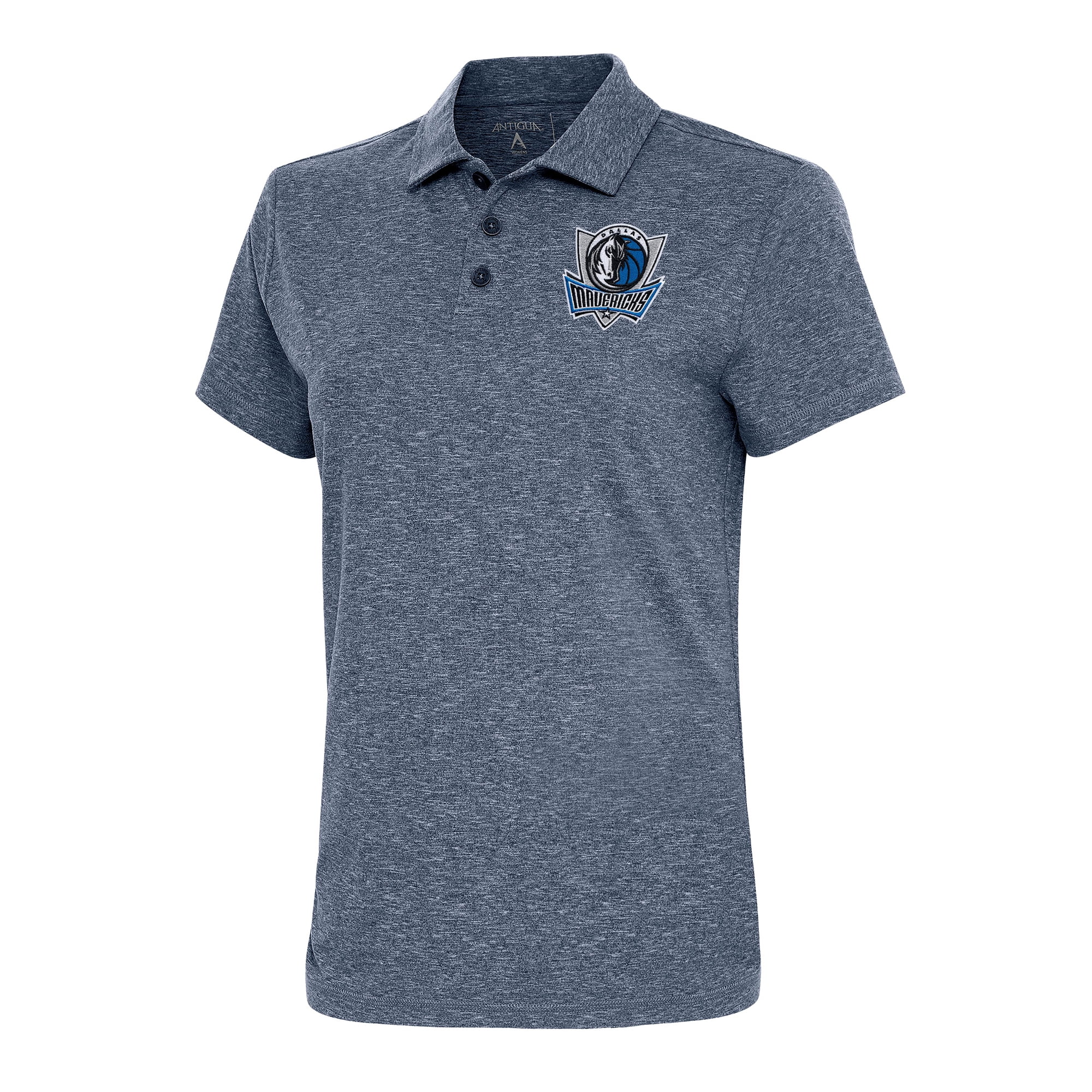 Women's Antigua Heather Navy Dallas Mavericks Motivated Polo