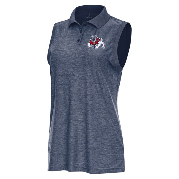 Women's Antigua Heather Navy Fresno State Bulldogs Recap Sleeveless Polo