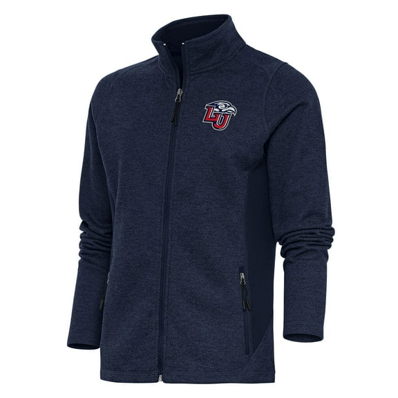 Women's Antigua Heather Navy Liberty Flames Course Full-Zip Jacket
