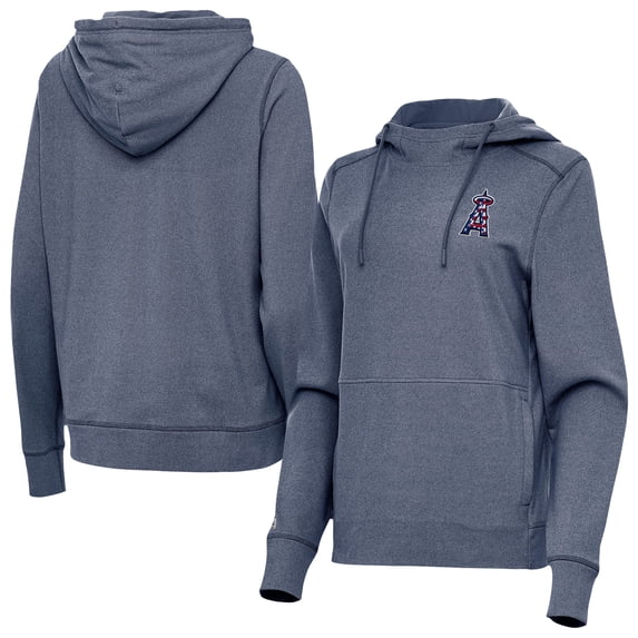 Women's Antigua Heather Navy Los Angeles Angels Justice Stars and Stripes Team Logo Pullover Hoodie