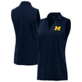 thumbnail image 1 of Women's Antigua Heather Navy Michigan Wolverines Layout Sleeveless V-Neck Polo, 1 of 3