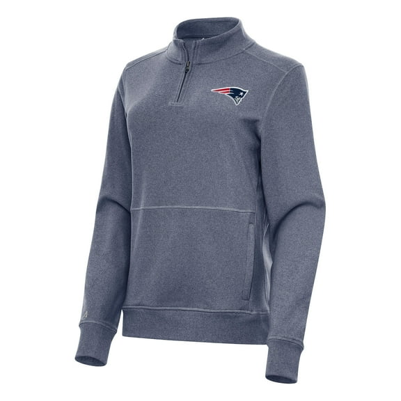 Women's Antigua  Heather Navy New England Patriots Crush Quarter-Zip Jacket