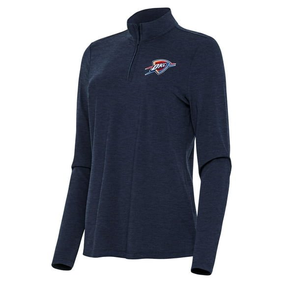 Women's Antigua  Heather Navy Oklahoma City Thunder Bright Quarter-Zip Top