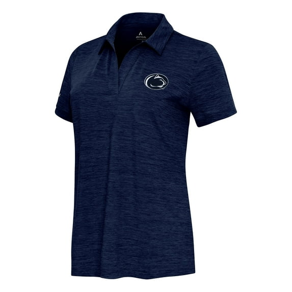 Women's Antigua Heather Navy Penn State Nittany Lions Layout V-Neck Polo