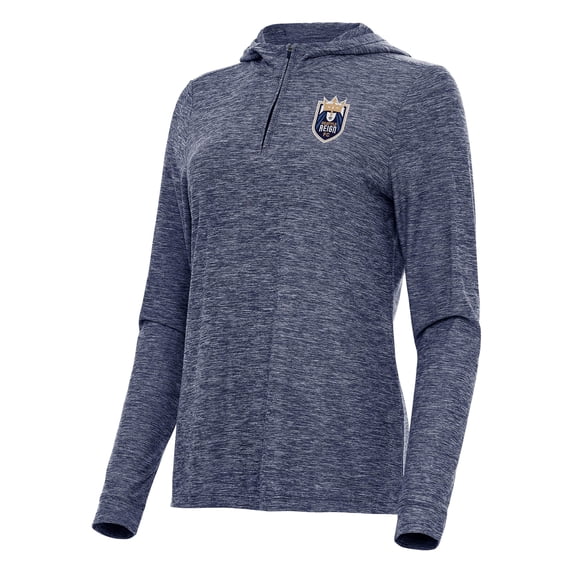 Women's Antigua Heather Navy Seattle Reign FC Daybreak Quarter-Zip Jacket