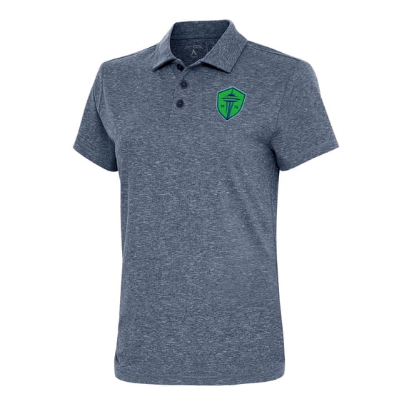 Women's Antigua Heather Navy Seattle Sounders FC Motivated Polo