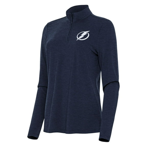 Women's Antigua  Heather Navy Tampa Bay Lightning Bright Quarter-Zip Top