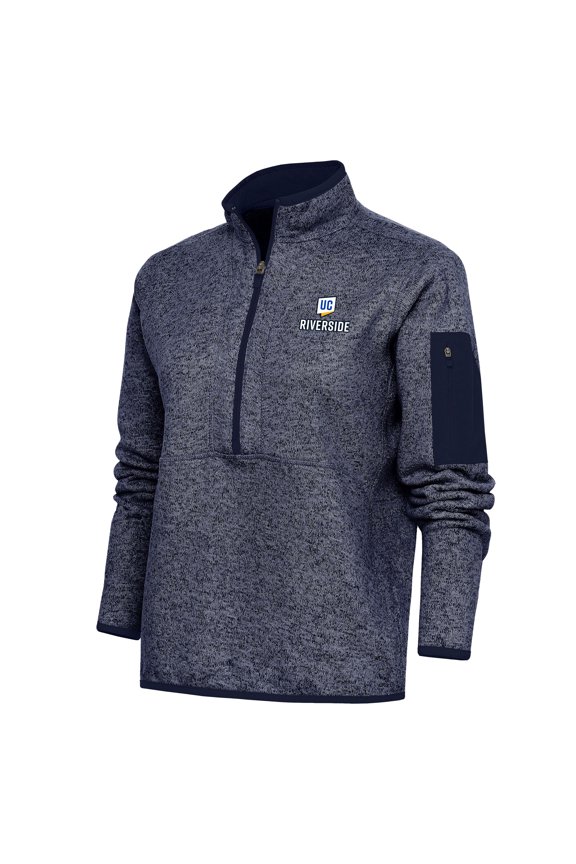 Women's Antigua Heather Navy UC Riverside Highlanders Fortune Half-Zip Pullover Jacket