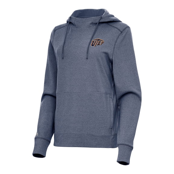 Women's Antigua Heather Navy UTEP Miners Justice Pullover Hoodie
