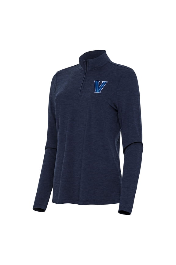 Women's Antigua Heather Navy Villanova Wildcats Bright Quarter-Zip Top