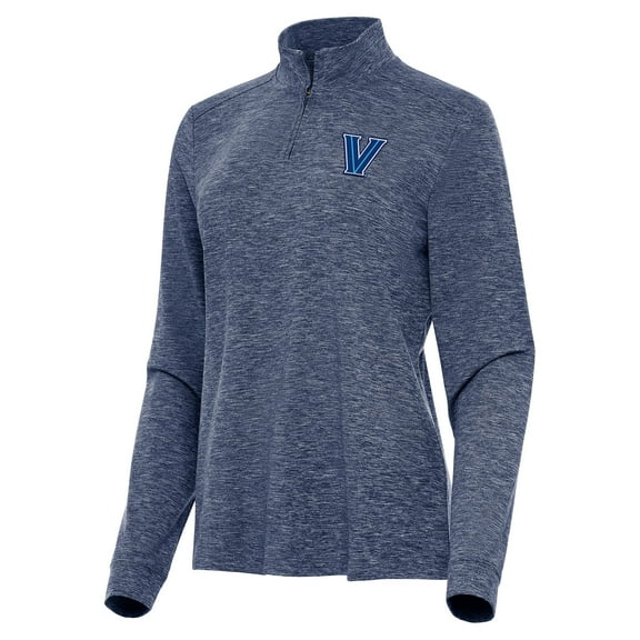 Women's Antigua  Heather Navy Villanova Wildcats Mentor Long Sleeve Quarter-Zip Mock Polo