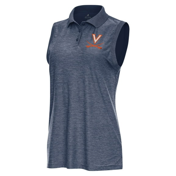 Women's Antigua  Heather Navy Virginia Cavaliers Recap Sleeveless Polo