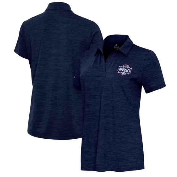 Women's Antigua Heather Navy Washington Mystics Layout V-Neck Polo