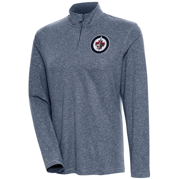 Women's Antigua Heather Navy Winnipeg Jets Confront Quarter-Zip Pullover Top