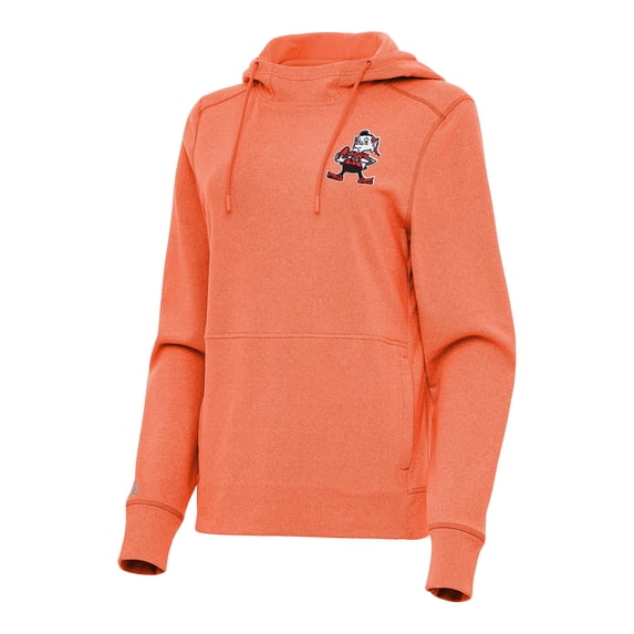 Women's Antigua Heather Orange Cleveland Browns Justice Pullover Hoodie