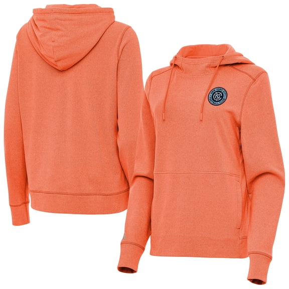 Women's-Antigua  Heather Orange New York City FC Justice Pullover Hoodie