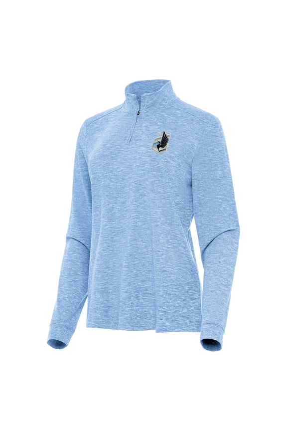 Women's Antigua Heather Powder Blue Minnesota United FC Mentor Quarter-Zip Jacket