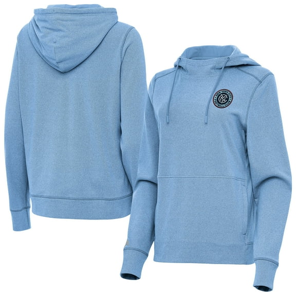 Women's-Antigua  Heather Powder Blue New York City FC Justice Pullover Hoodie