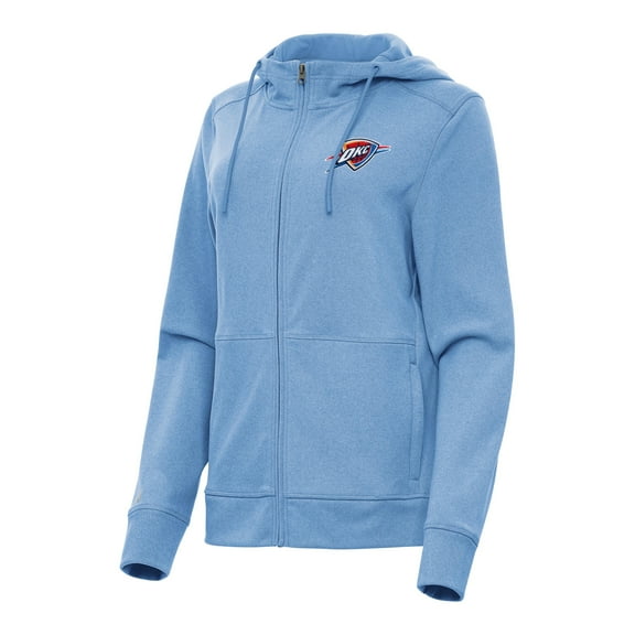 Women's Antigua Heather Powder Blue Oklahoma City Thunder Seeker Full-Zip Hoodie Jacket