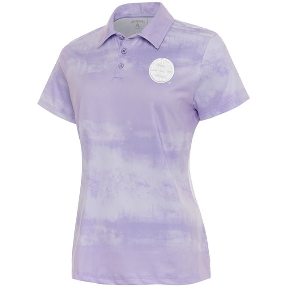Women's Antigua Heather Purple Boston Bruins White Logo Render Polo