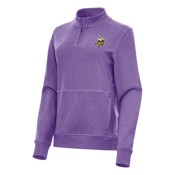 Women's Antigua Heather Purple Minnesota Vikings Crush Quarter-Zip Jacket