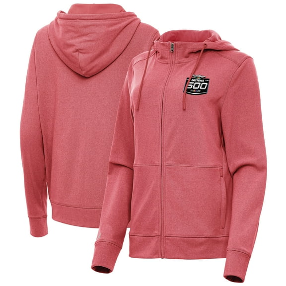 Women's Antigua Heather Red 2026 Daytona 500 Seeker Full-Zip Hoodie Jacket
