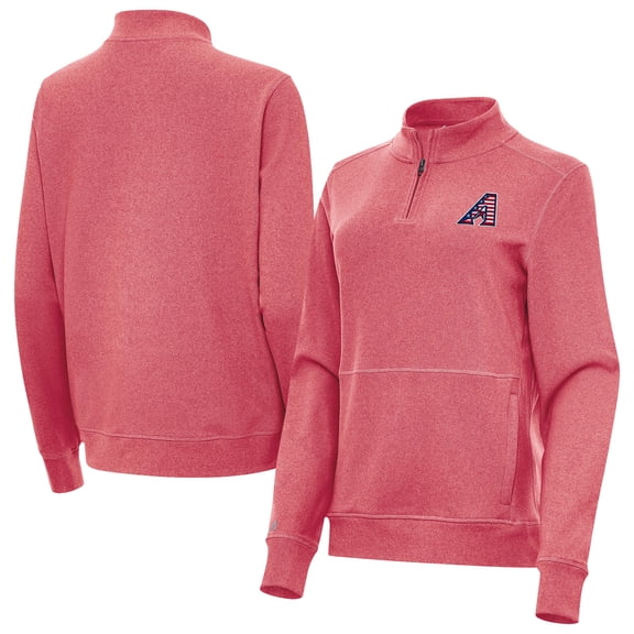 Women's Antigua Heather Red Arizona Diamondbacks Crush Stars and Stripes Team Logo Quarter-Zip Pullover Top