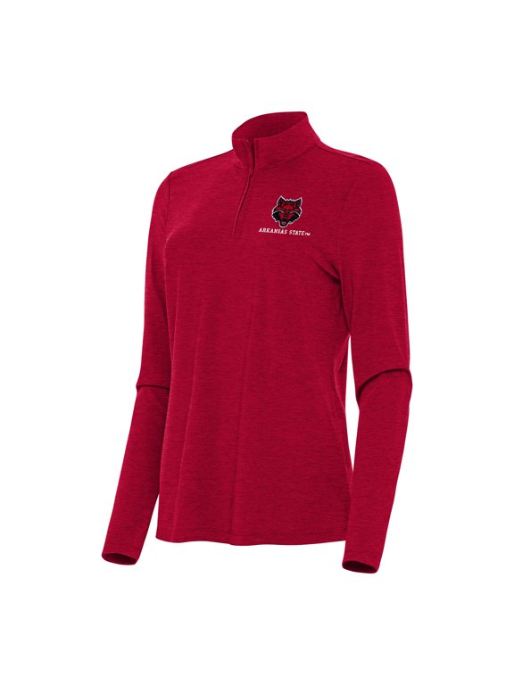 Women's Antigua Heather Red Arkansas State Red Wolves Bright Quarter-Zip Top