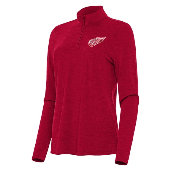 Women's Antigua Heather Red Detroit Red Wings Bright Quarter-Zip Top