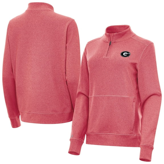 Women's Antigua Heather Red Georgia Bulldogs Crush Quarter-Zip Jacket