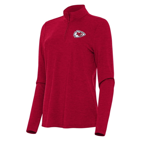 Women's Antigua Heather Red Kansas City Chiefs Bright Quarter-Zip Sweatshirt