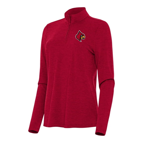 Women's Antigua Heather Red Louisville Cardinals Bright Quarter-Zip Top
