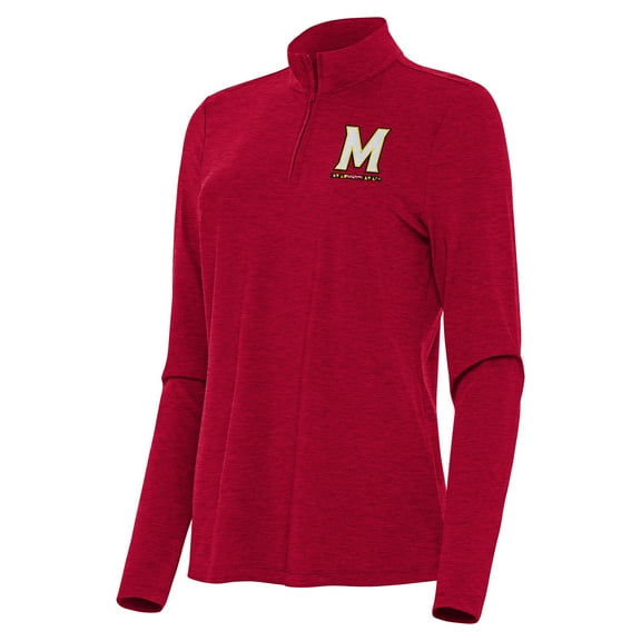 Women's Antigua Heather Red Maryland Terrapins Bright Quarter-Zip Top