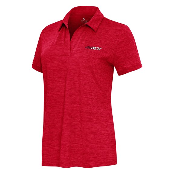 Women's Antigua  Heather Red NASCAR Layout V-Neck Polo