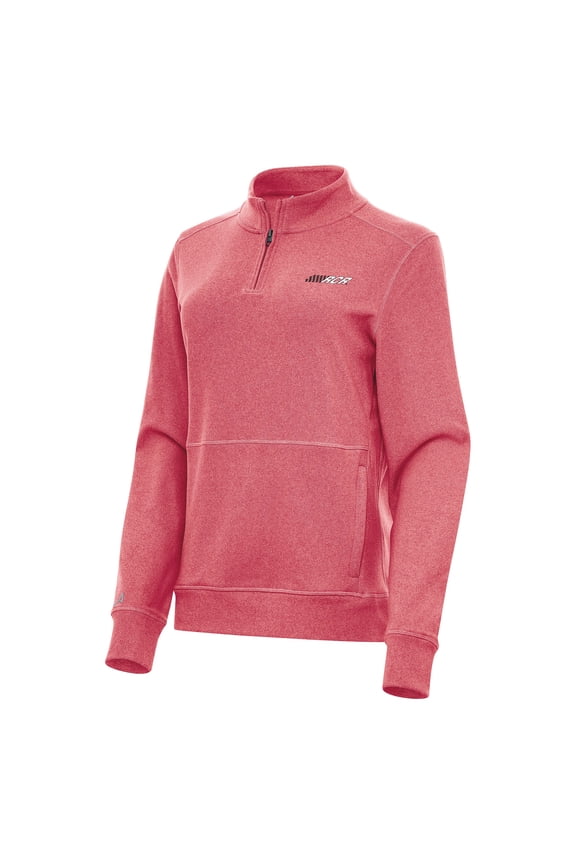 Women's Antigua Heather Red Richard Childress Racing Crush Quarter-Zip Jacket