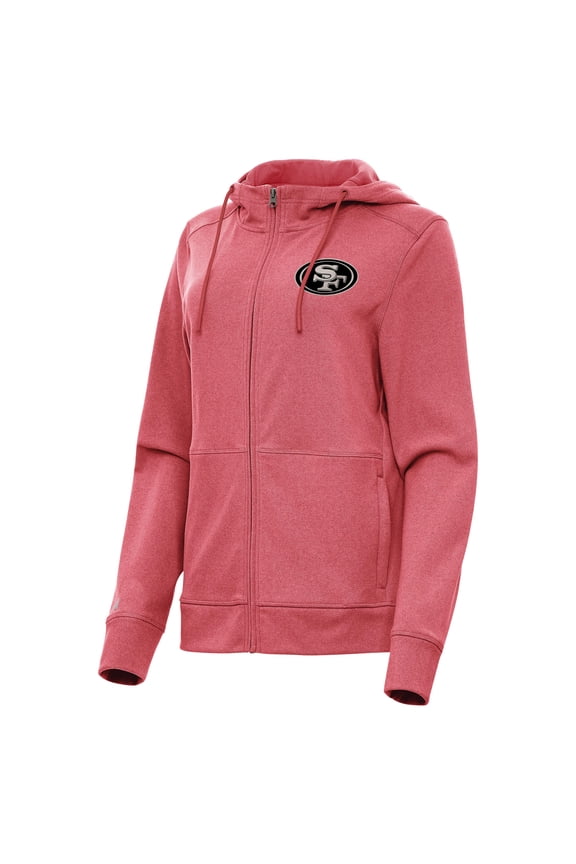 Women's Antigua  Heather Red San Francisco 49ers Seeker Full-Zip Hoodie Jacket