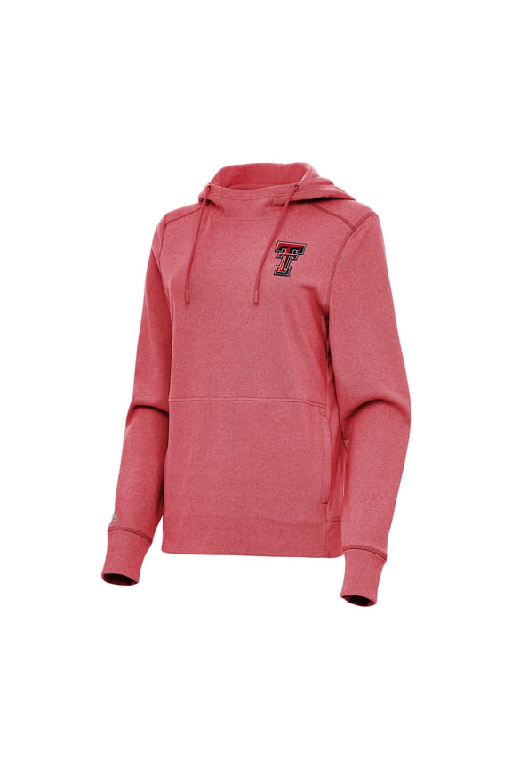 Women's Antigua Heather Red Texas Tech Red Raiders Justice Pullover Hoodie