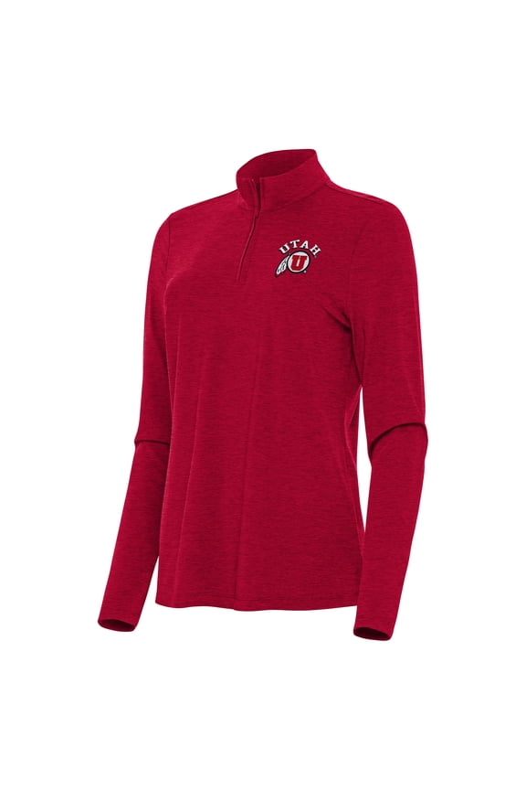Women's Antigua  Heather Red Utah Utes Bright Quarter-Zip Top