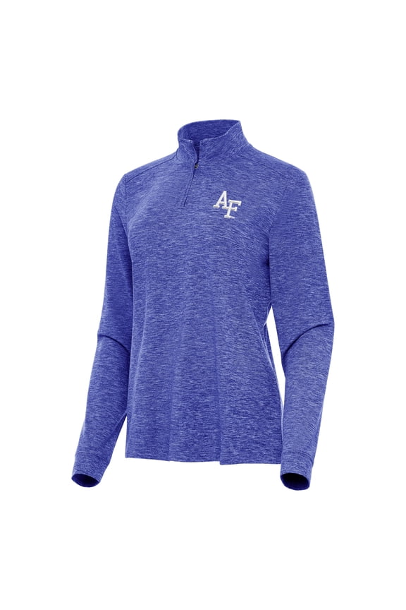 Women's Antigua  Heather Royal Air Force Falcons Mentor Long Sleeve Quarter-Zip Mock Polo