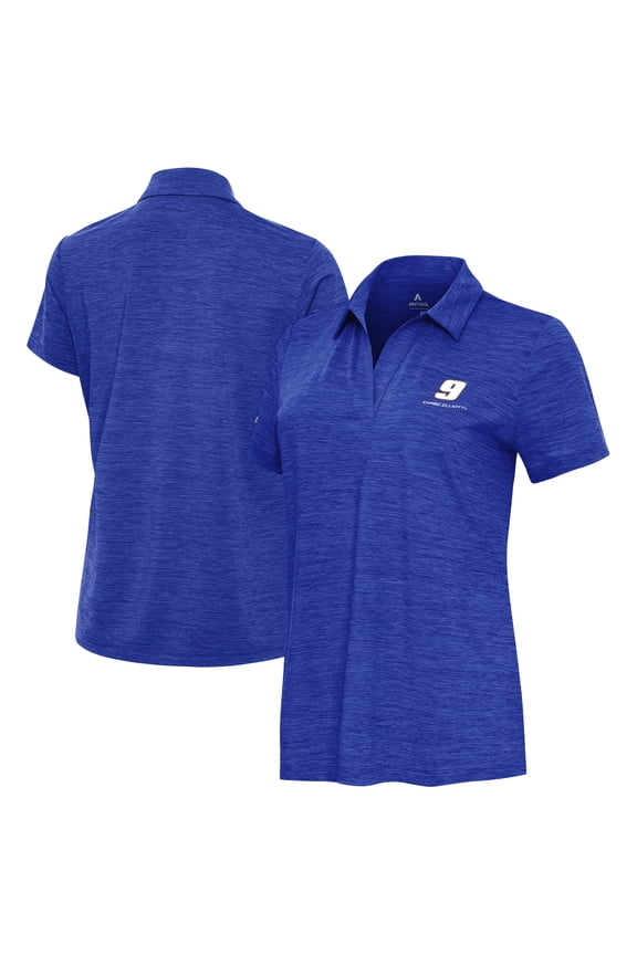 Women's Antigua Heather Royal Chase Elliott Layout V-Neck Polo
