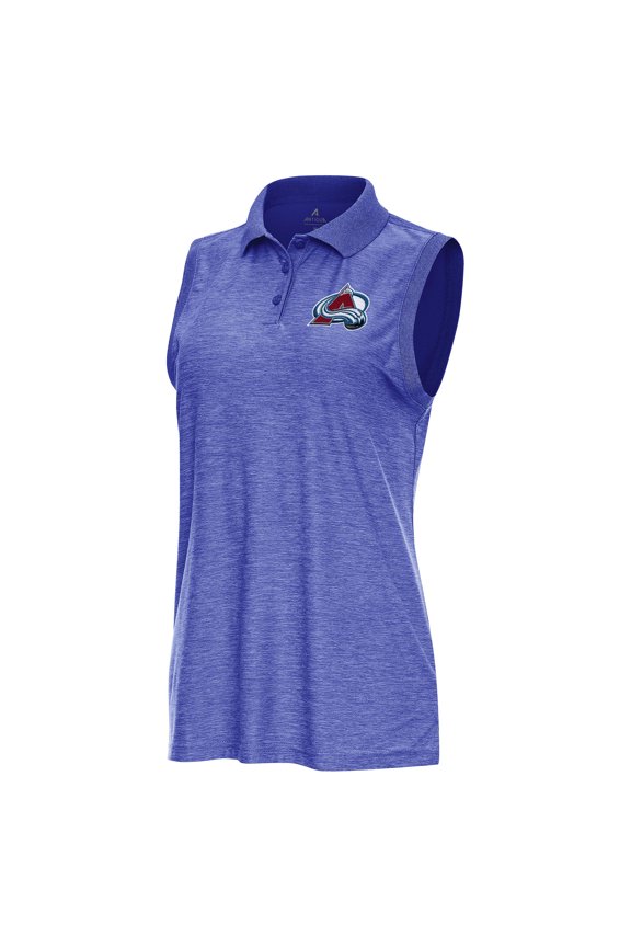 Women's Antigua Heather Royal Colorado Avalanche Recap Sleeveless Polo