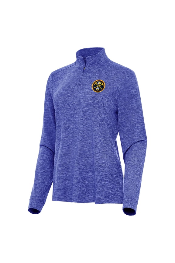 Women's Antigua Heather Royal Denver Nuggets Mentor Quarter-Zip Mock Long Sleeve Top