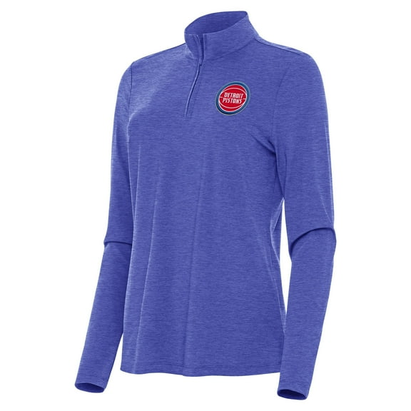 Women's Antigua Heather Royal Detroit Pistons Bright Quarter-Zip Top