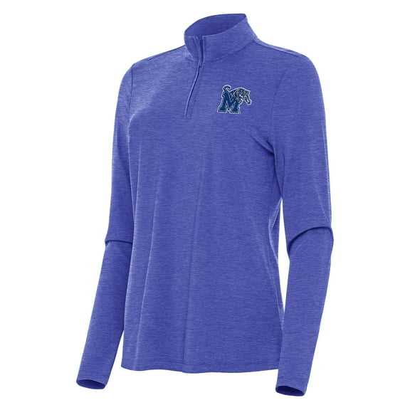 Women's Antigua Heather Royal Memphis Tigers Bright Quarter-Zip Top